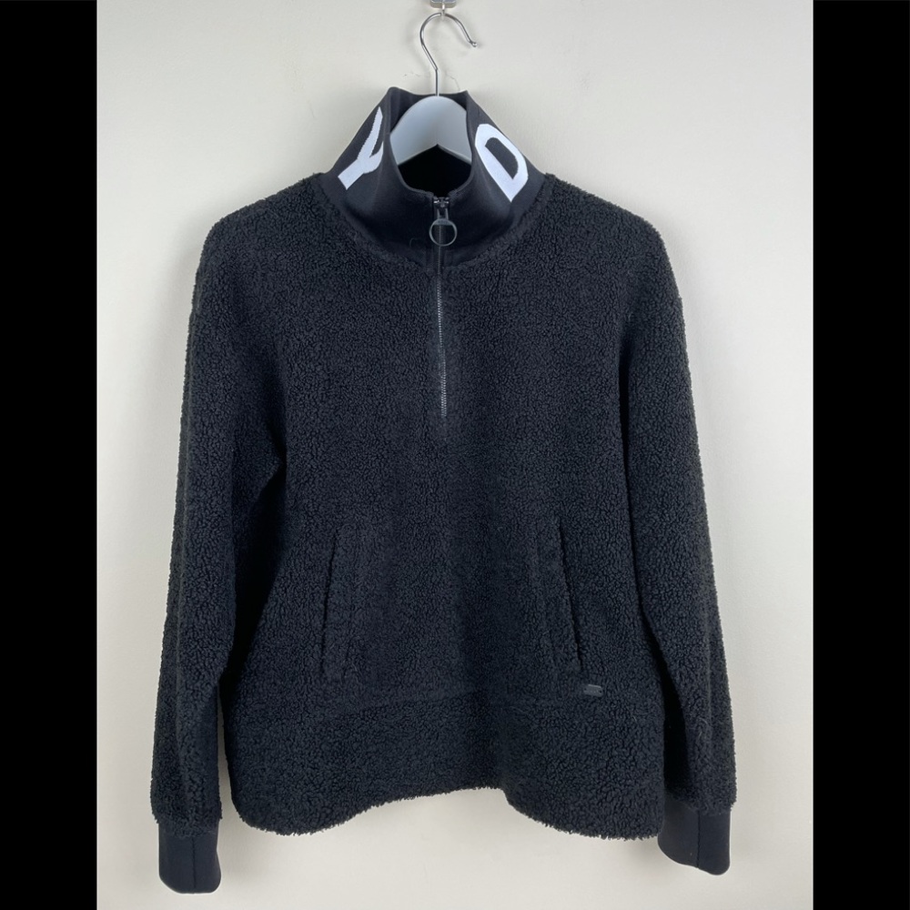 DKNY Sport 1989 Black Curly Pullover 1/4 Zip XS Excellent!